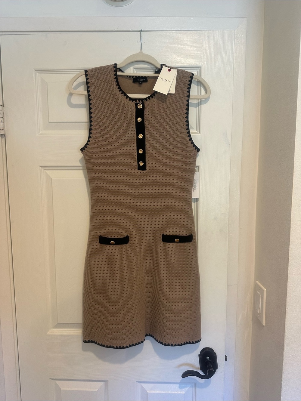 Ted Baker London Crochet Sleeveless Dress with Black Trim NWT $245